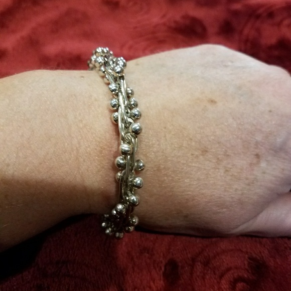 Mexican Silver Jewelry - Mexican Silver ~ 925 Ball-Charms Toggle Bracelet